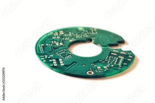 Printed circuit board (PCB) on white background
