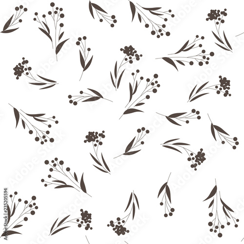 Floral bouquet vector pattern with small flowers and leaves