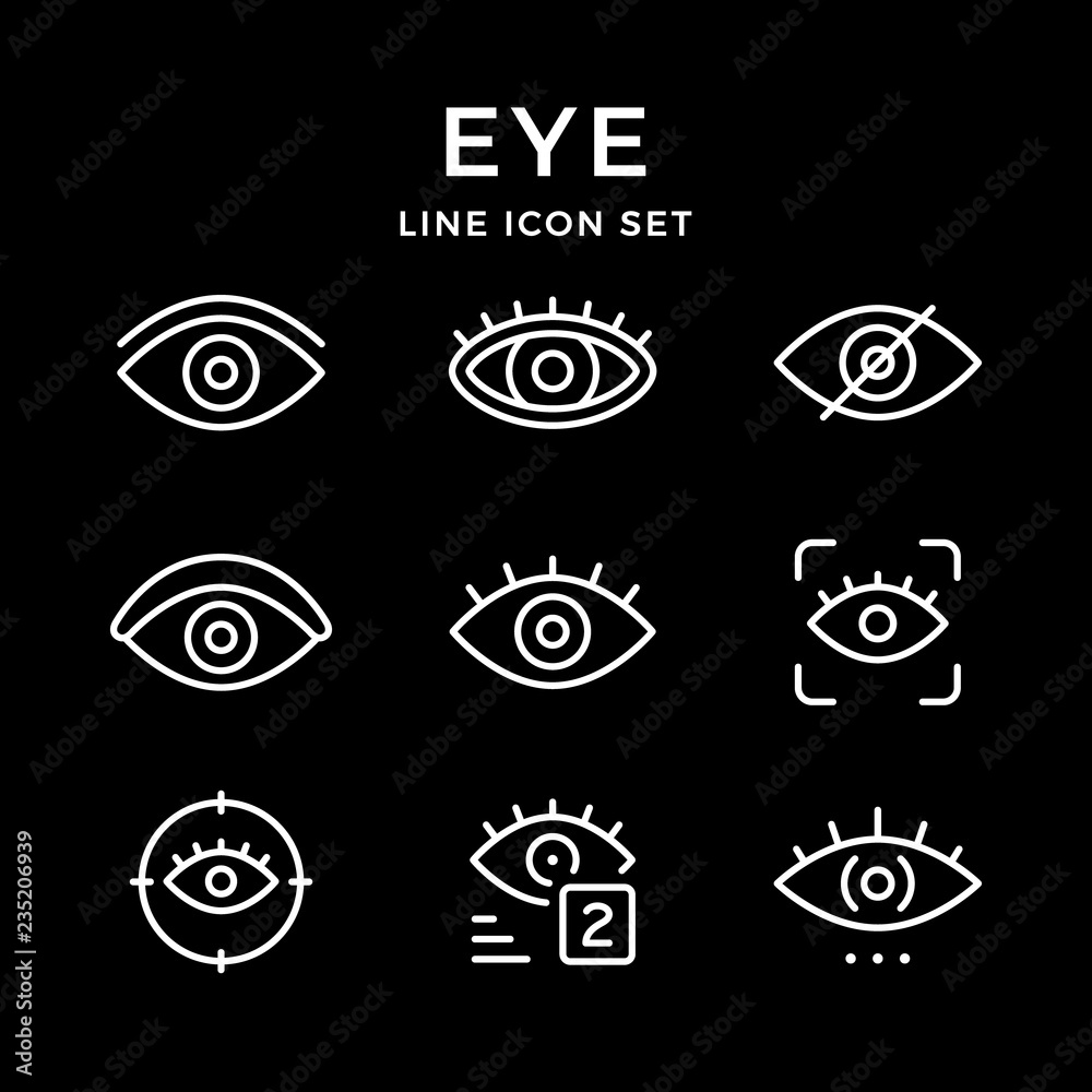 Set line icons of eye Set line icons of eye