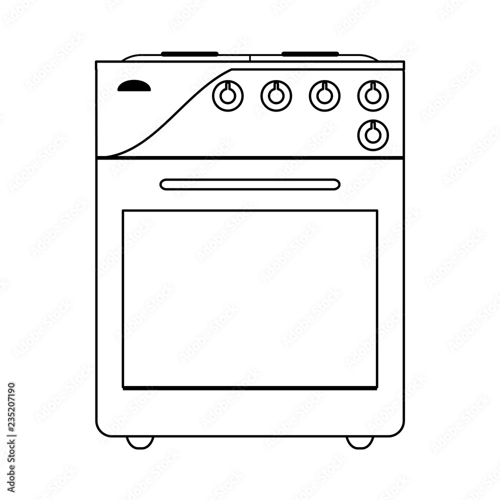 Stove kitchen appliance in black and white Stove kitchen appliance in black and white