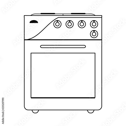 Stove kitchen appliance in black and white