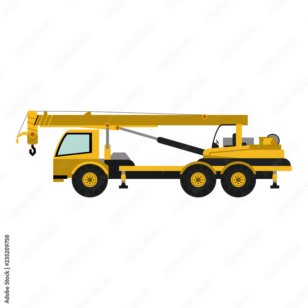 Construction truck with crane
