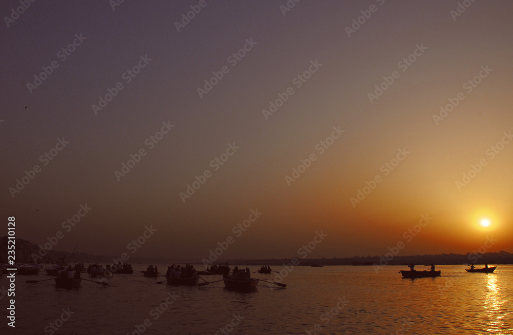 Sunrise on Ganges in India