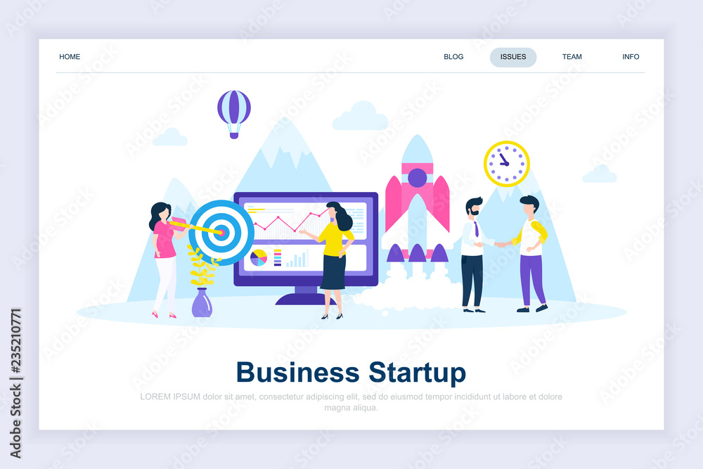 Business startup modern flat design concept. Launch work and people concept. Landing page template. Conceptual flat vector illustration for web page, website and mobile website.