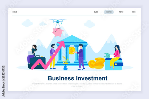 Business investment modern flat design concept. Money and people concept. Landing page template. Conceptual flat vector illustration for web page, website and mobile website.