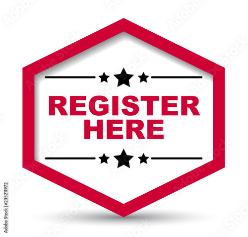 red vector banner register here