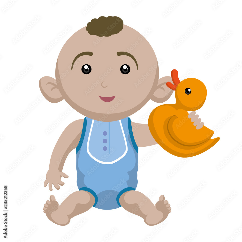 cute little baby with rubber duck character