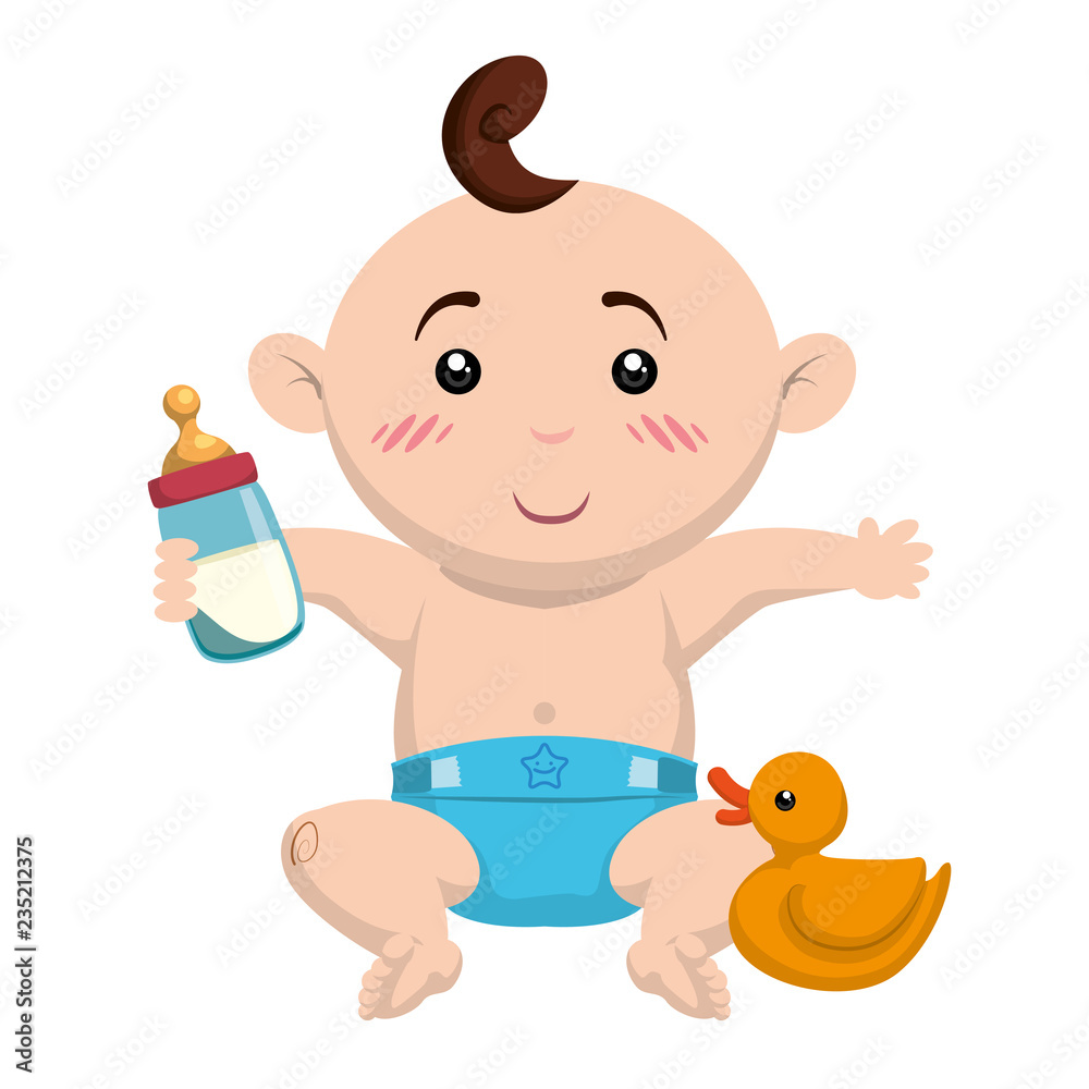 cute little baby with rubber duck character cute little baby with rubber duck character