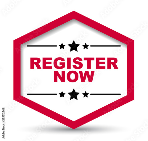 red vector banner register now