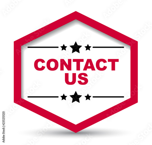 red vector banner contact us