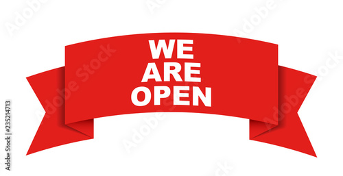 red vector banner we are open
