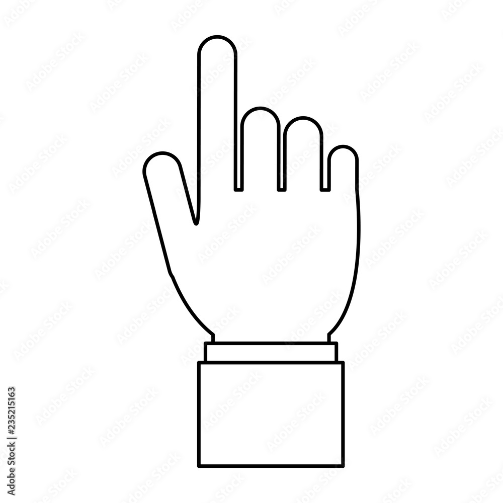 Hand pointing up in black and white