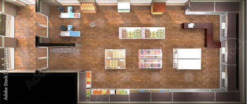 shop  grocery store  interior visualization  3D illustration