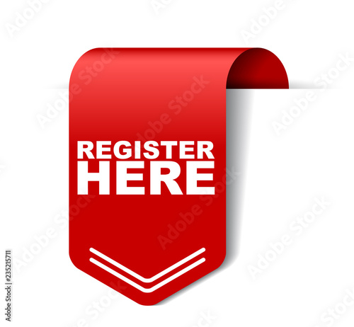 red vector banner register here