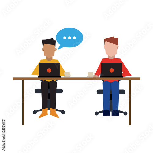 Business coworkers with laptop