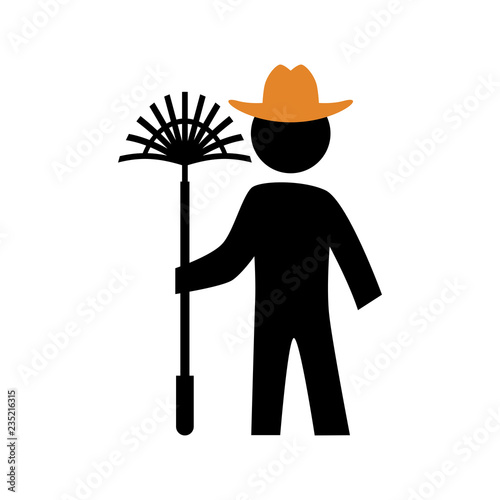 gardener worker with rake silhouette avatar