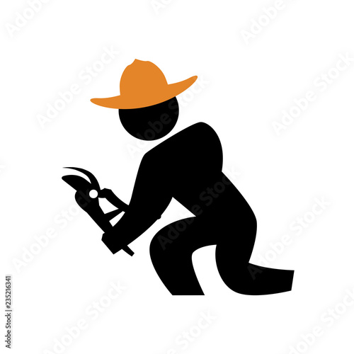 gardener worker with scissor silhouette avatar