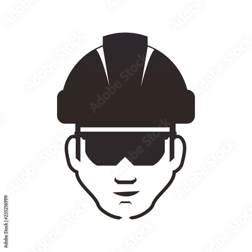 worker builder with helmet silhouette