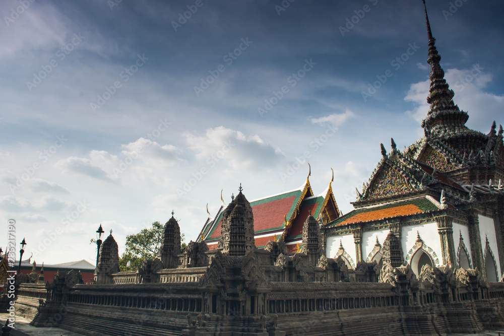 Miniature copy of Angkor Wat Temple at Wat Phra Kaeo, Grand Royal Palace. Bangkok, Thailand