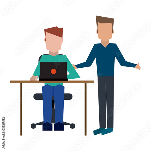 Business coworkers with laptop