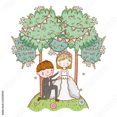 Wedding couple cute cartoon