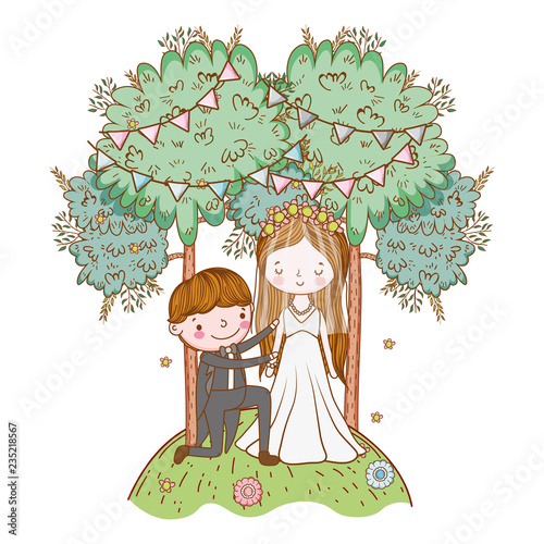 Wedding couple cute cartoon