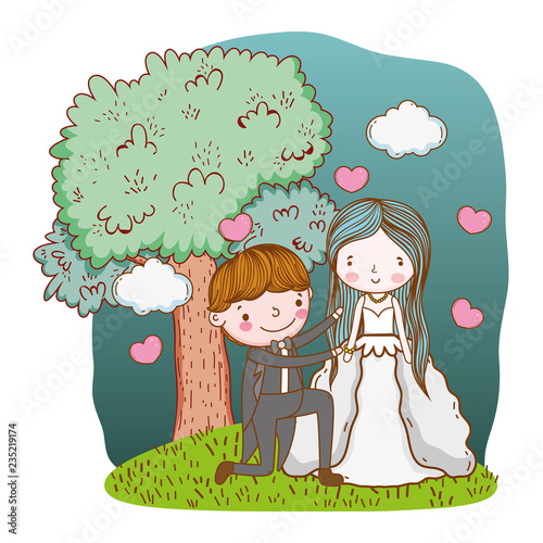 Wedding couple cute cartoon