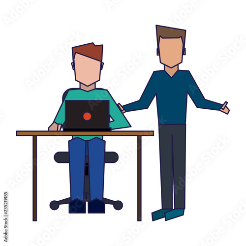 Business coworkers with laptop