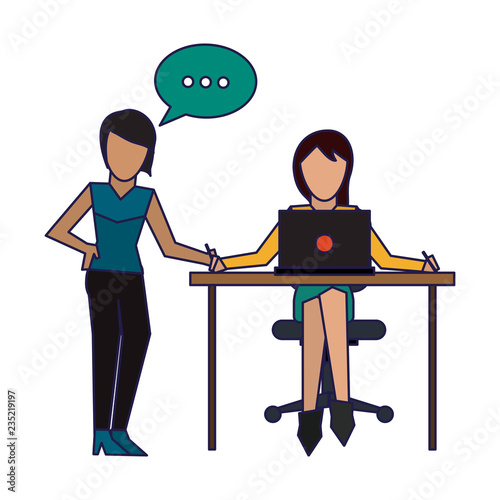 Business coworkers with laptop