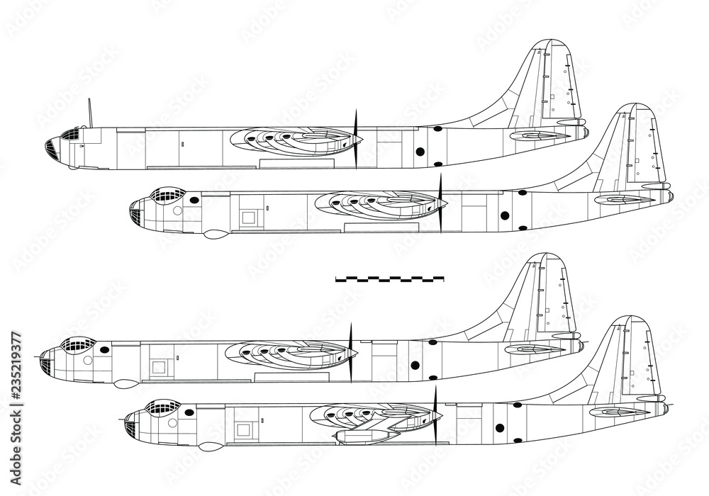 Convair В-36 PEACEMAKER. Outline drawing