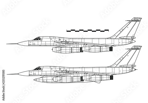 Convair B-58 HUSTLER. Outline drawing