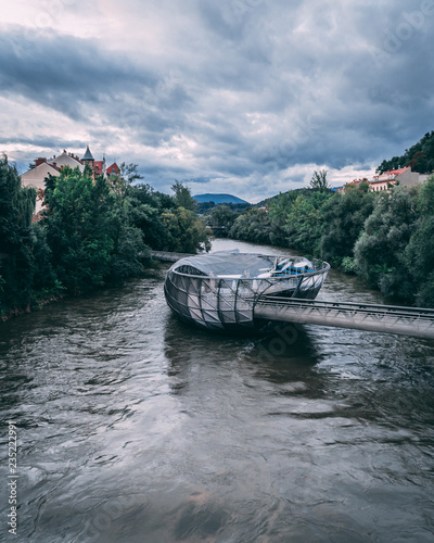 Island on the river mur in Graz, Austria