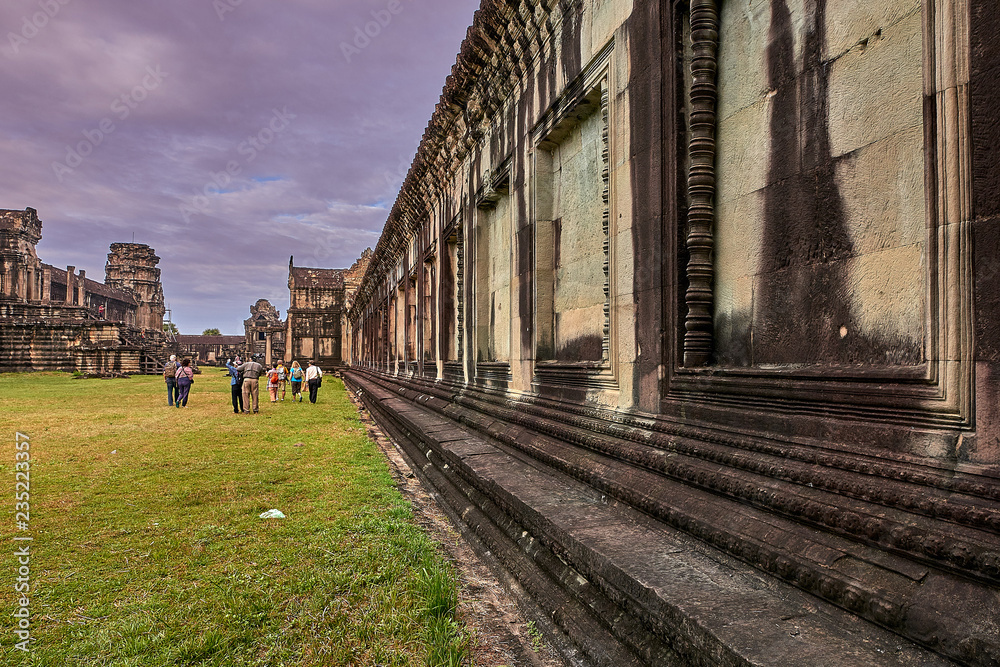 SIEM REAP, CAMBODIA - 13 December 2014:View of Angkor Wat at sunrise, Archaeological Park in Siem Reap, Cambodia UNESCO World Heritage Site