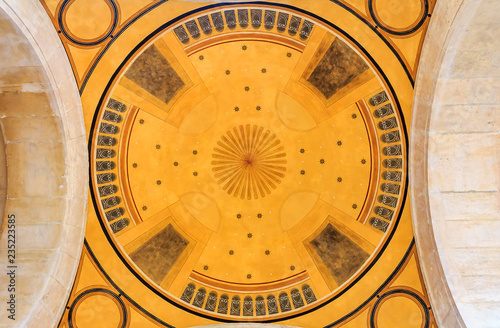 Ornate ceiling design at the Palais Longchamp in Marseille, France