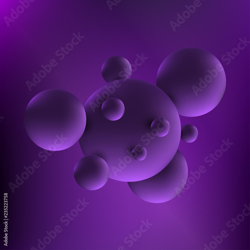 Molecule or atom. 3D concept illustration. Abstract structure for science or medical background.