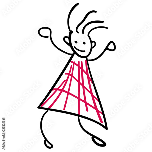 Girl in the style of childrens drawings color