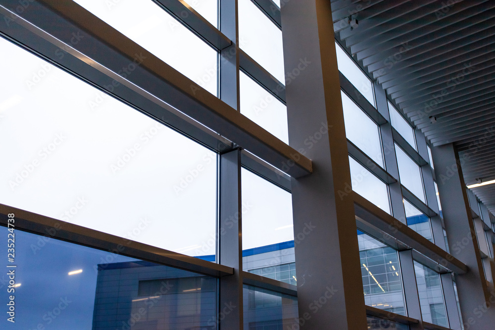 Fototapeta premium modern constructions from metal beams and glass