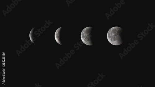 Four phases of the Lunar Eclipse in 2018