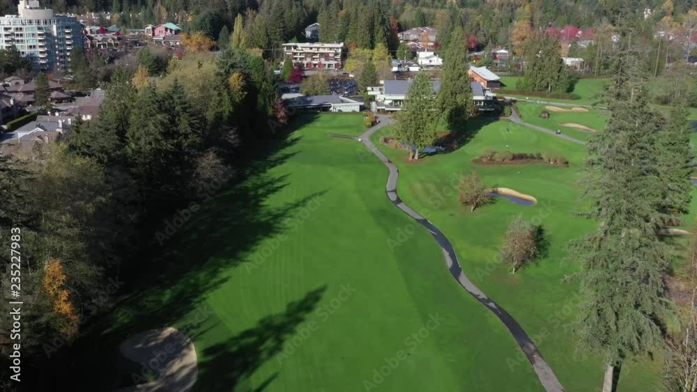 Golf course with gorgeous green and fantastic forest view. Aerial. 4k Golf course with gorgeous green and fantastic forest view. Aerial. 4k