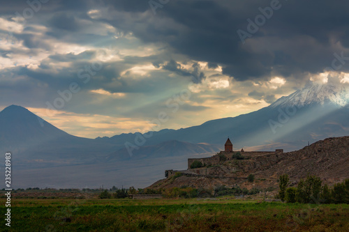 Khor Virap monastery on the background of mount Ararat. Armenia