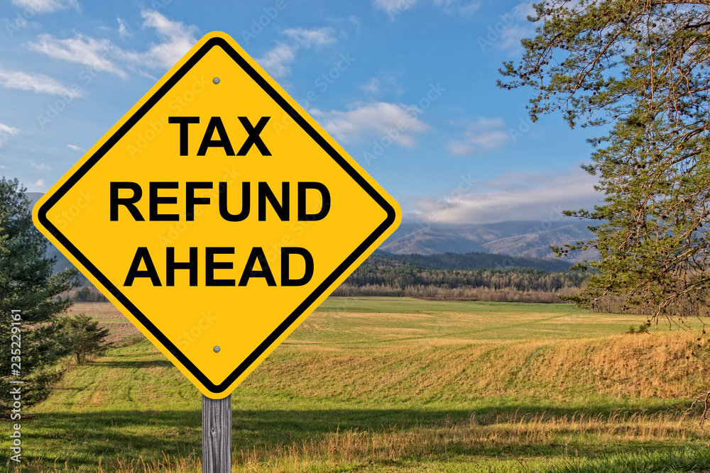 Tax Refund Ahead Caution Sign