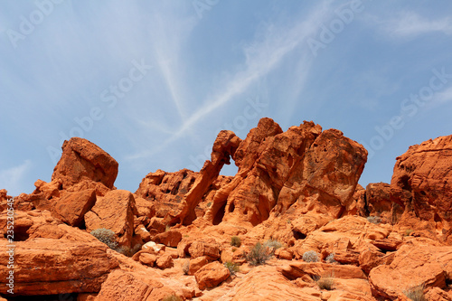 Valley of Fire State Park features spectacular red-sandstone spires, arches and other rock formations. Valley of Fire State Park, Nevada, United States
