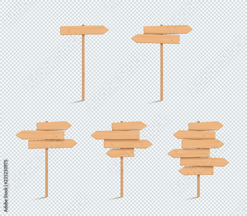 Wooden Sign Plain Empty 3d Direction Arrow Post Set