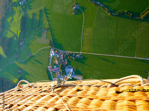Unique perspective. Hot air balloon view from above. Germany from above.
