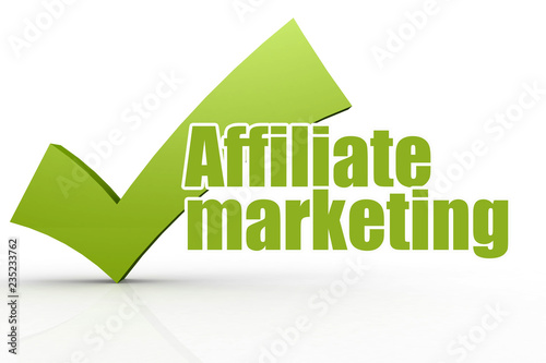 Affiliate marketing word with green checkmark