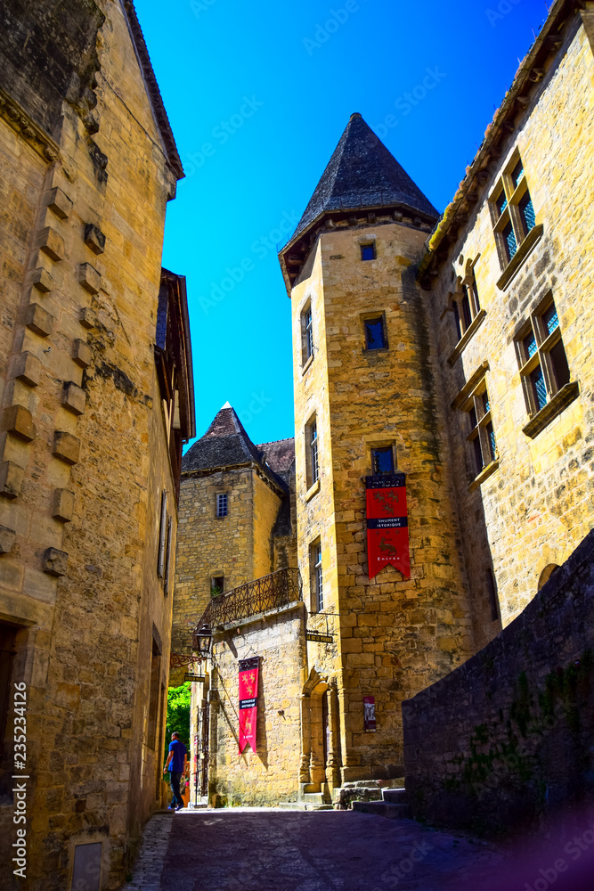 Buildings in the town center of Sarlat-La-Caneda in the Dordogne region of France