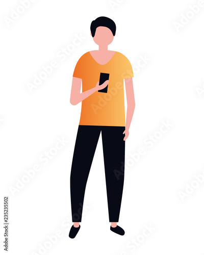 young man using mobile device © Gstudio