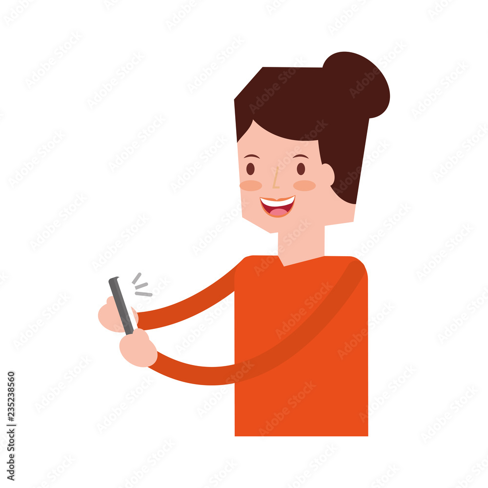 woman using mobile social media