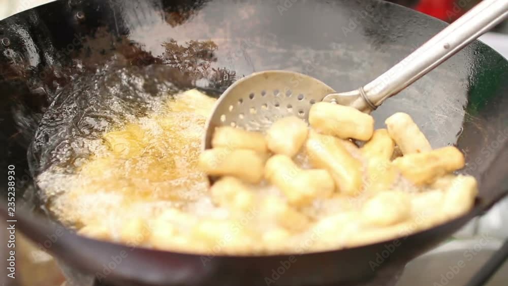 deep frying in pan