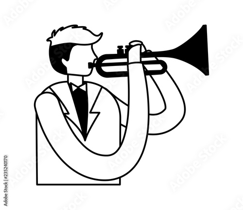 man playing trumpet instrument